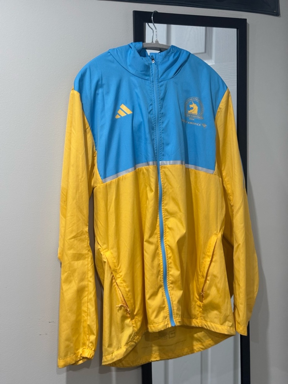 adidas Men’s Blue and Yellow Windbreaker Jacket